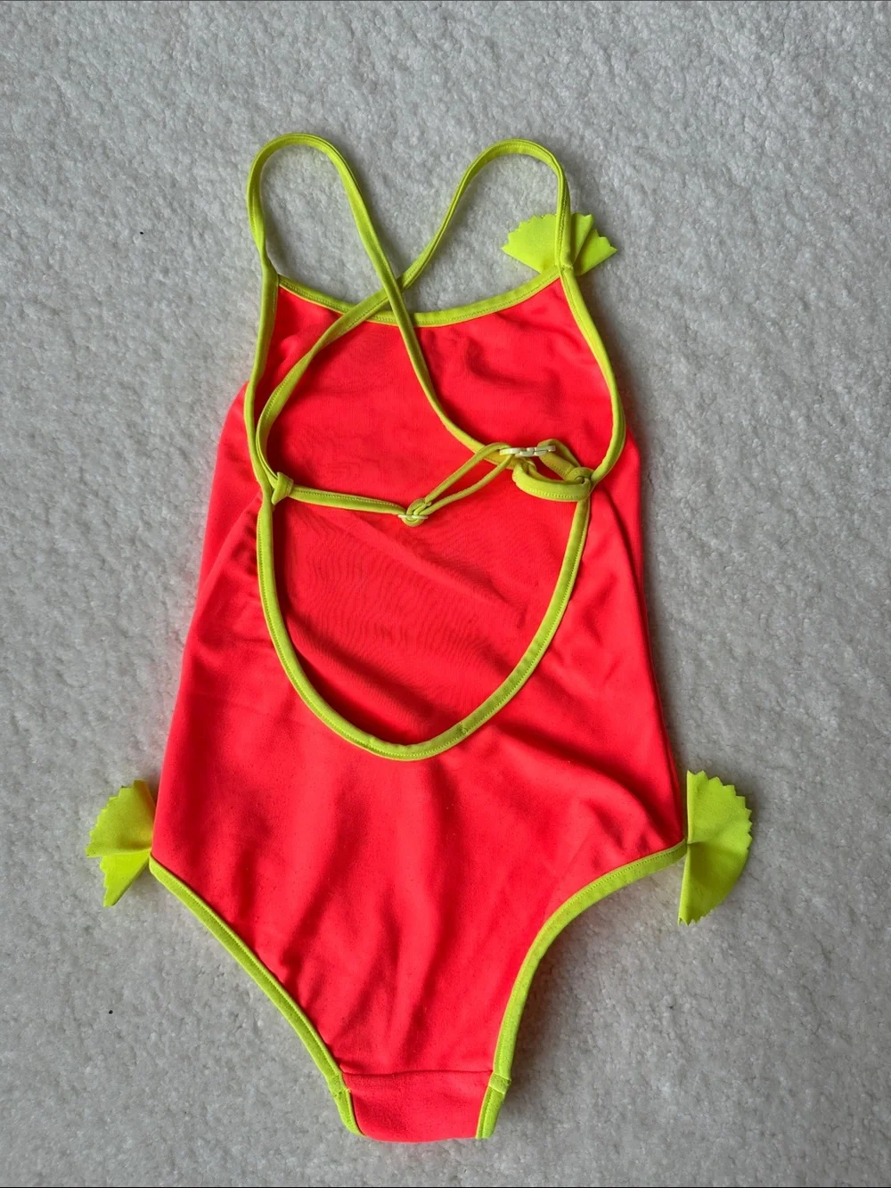 Bonpoint Neon Orange One-Piece Swimsuit with Lime Trim